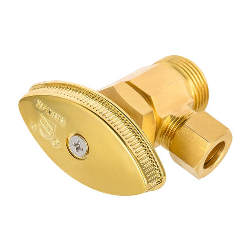 1/2" Nominal (5/8" OD) Comprx 3/8" OD Compr. Angle Stop Valve, Multi Turn, Brushed Brass (Lead Free)