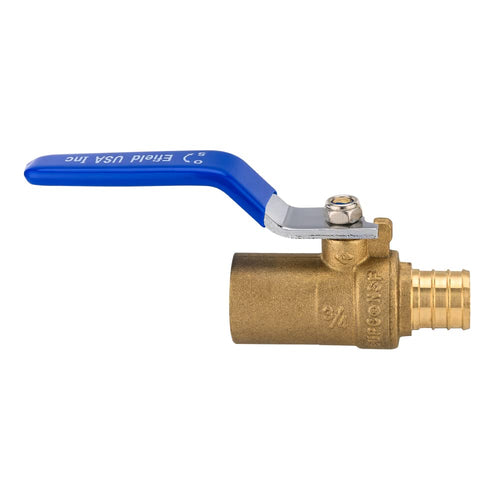 10 Pcs 3/4" PEX Crimp x 3/4" Sweat Ball Valve, Blue (Lead Free)
