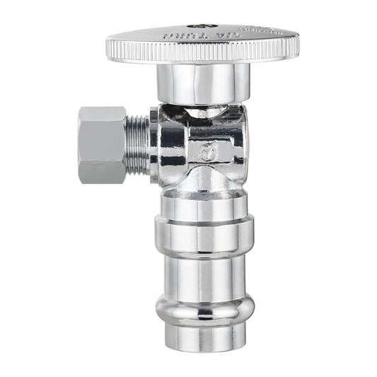 1/2" Press x 3/8" OD Compr. Angle Stop Valve, 1/4 Turn (Lead Free) Plumbingsell
