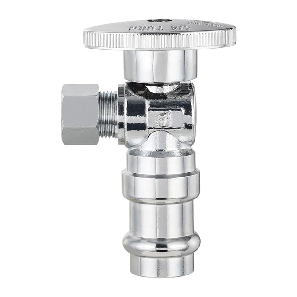 1/2" Press x 3/8" OD Compr. Angle Stop Valve, 1/4 Turn (Lead Free) Plumbingsell