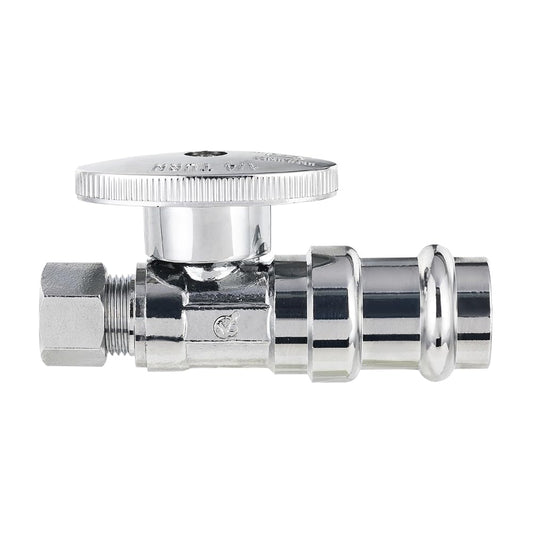 1/2" Press x 3/8" OD Compr. Straight Stop Valve, 1/4 Turn (Lead Free)