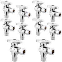 10 Pcs 1/2" PEX Expansion x 3/8" OD Compr. Angle Stop Valve, 1/4 Turn (Lead Free) Plumbingsell