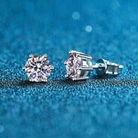 1-2 Carat D Color Moissanite Stud Earrings 925 Sterling Silver Wedding