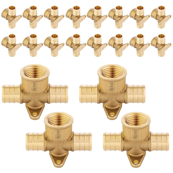 30 Pcs PEX-B Crimp 1/2" PEX x 1/2" PEX x 1/2" Drop Ear Tee (Lead Free)