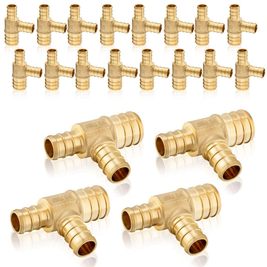 30 Pcs PEX-B Crimp 1/2" PEX x 1/2" PEX x 3/4" PEX Reducing Tee (Lead Free)
