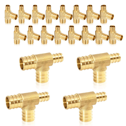 30 Pcs PEX-B Crimp 1" PEX x 3/4" PEX x 3/4" PEX Reducing Tee (Lead Free)