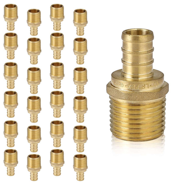 30 Pcs PEX-B Crimp 1/2" PEX x 1/2" Male Threaded Adapter (Lead Free)