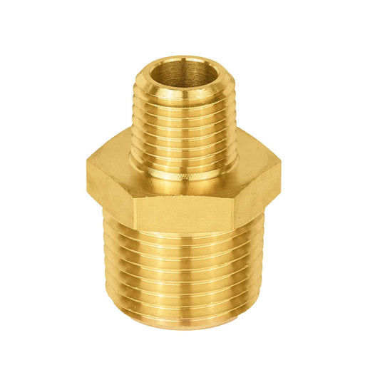 1/2" X 1/4" Male NPT Brass Hex Connector
