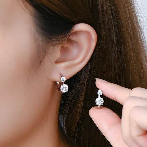 1.30ct D Moissanite Hoop Stud Earrings 925 Sterling Silver Mini Hoops Women