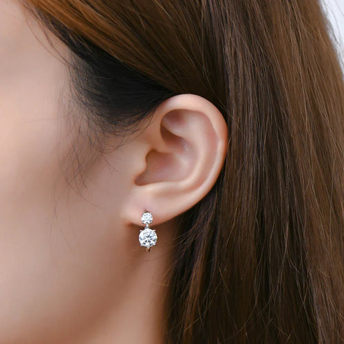 1.30ct D Moissanite Hoop Stud Earrings 925 Sterling Silver Mini Hoops Women