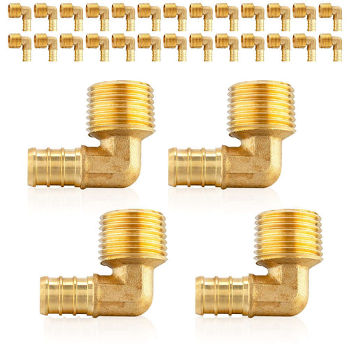 30 Pcs PEX-B Crimp 3/4" PEX x 3/4" Male Threaded Elbow (Lead Free)