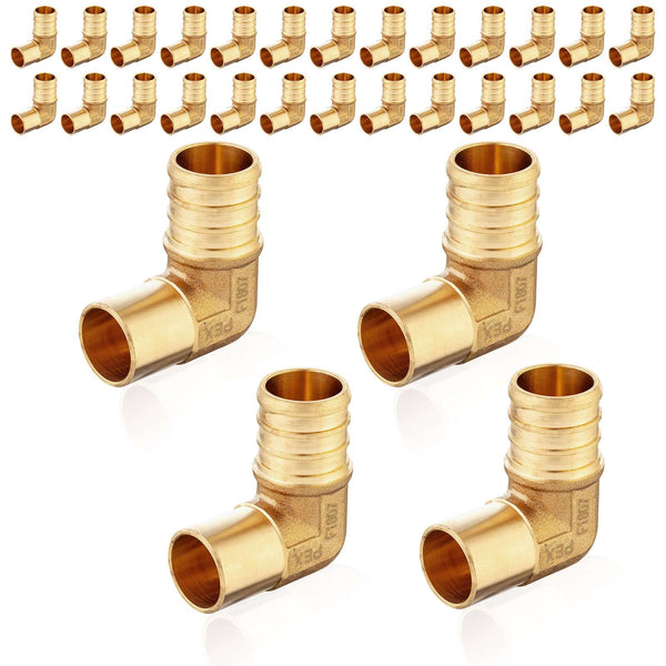 30 Pcs PEX-B Crimp 3/4" PEX x 1/2" Male Copper Sweat Elbow (Lead Free)