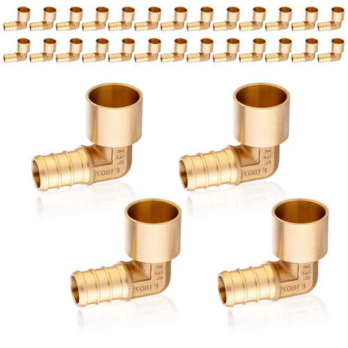 30 Pcs PEX-B Crimp 1/2" PEX x 1/2" Female Copper Sweat Elbow (Lead Free)