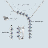 1.7ct Moissanite Necklace And Earrings Set 925 Sterling Silver Y Pendant D