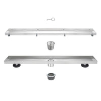 Linear Shower Drain 36" Comes with Tiled Stealth and 304 Stainless Steel Brushed Polished 2 in 1 Panels, Tile Insert Shower Drain, Equipped with Adjustableft,Hair Filters