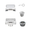 4" Square Shower Drain with Flat Cover, Stainless Steel Shower Floor Drain with 2 in 1 Flat & Tile Insert Cover, Floor Shower Drain with Hair Strainer