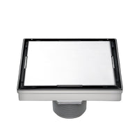 4" Square Shower Drain with Flat Cover, Stainless Steel Shower Floor Drain with 2 in 1 Flat & Tile Insert Cover, Floor Shower Drain with Hair Strainer