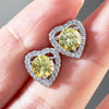 1 Ct 6.5mm Pink Moissanite Heart Stud Earrings 925 Sterling Silver