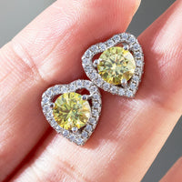 1 Ct 6.5mm Pink Moissanite Heart Stud Earrings 925 Sterling Silver
