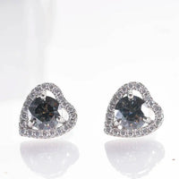 1 Ct 6.5mm Pink Moissanite Heart Stud Earrings 925 Sterling Silver