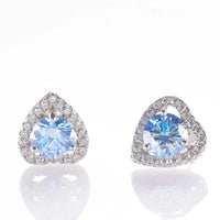 1 Ct 6.5mm Pink Moissanite Heart Stud Earrings 925 Sterling Silver