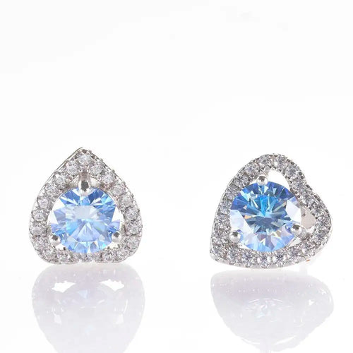 1 Ct 6.5mm Pink Moissanite Heart Stud Earrings 925 Sterling Silver