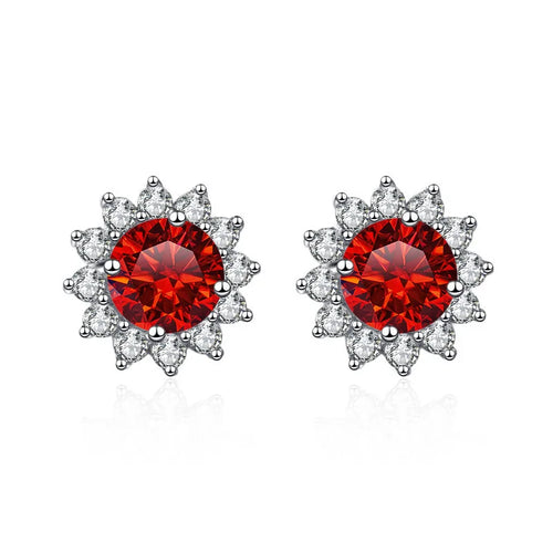 1 Ct D Color Moissanite Earrings 925 Sterling Silver Sunflower Studs For Women Wedding