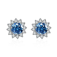 1 Ct D Color Moissanite Earrings 925 Sterling Silver Sunflower Studs For Women Wedding