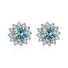1 Ct D Color Moissanite Earrings 925 Sterling Silver Sunflower Studs For Women Wedding