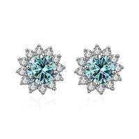 1 Ct D Color Moissanite Earrings 925 Sterling Silver Sunflower Studs For Women Wedding
