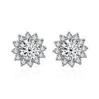 1 Ct D Color Moissanite Earrings 925 Sterling Silver Sunflower Studs For Women Wedding