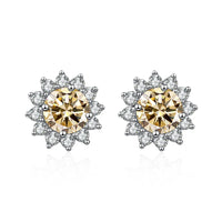 1 Ct D Color Moissanite Earrings 925 Sterling Silver Sunflower Studs For Women Wedding