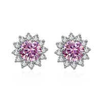 1 Ct D Color Moissanite Earrings 925 Sterling Silver Sunflower Studs For Women Wedding