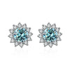 1 Ct D Color Moissanite Earrings 925 Sterling Silver Sunflower Studs For Women Wedding