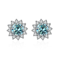 1 Ct D Color Moissanite Earrings 925 Sterling Silver Sunflower Studs For Women Wedding