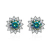 1 Ct D Color Moissanite Earrings 925 Sterling Silver Sunflower Studs For Women Wedding