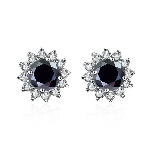 1 Ct D Color Moissanite Earrings 925 Sterling Silver Sunflower Studs For Women Wedding