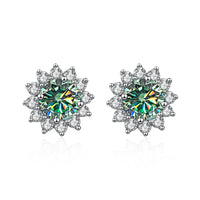1 Ct D Color Moissanite Earrings 925 Sterling Silver Sunflower Studs For Women Wedding