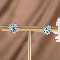 1 Ct D Color Moissanite Earrings 925 Sterling Silver Sunflower Studs For Women Wedding