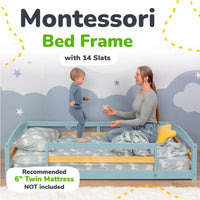 Twin Montessori Floor Bed with Safety Guardrails