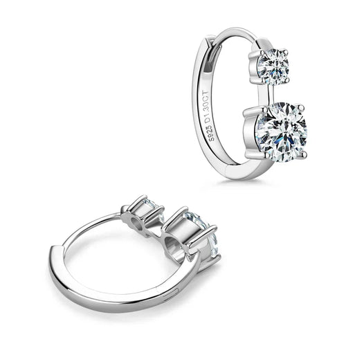 1.30ct D Moissanite Hoop Stud Earrings 925 Sterling Silver Mini Hoops Women
