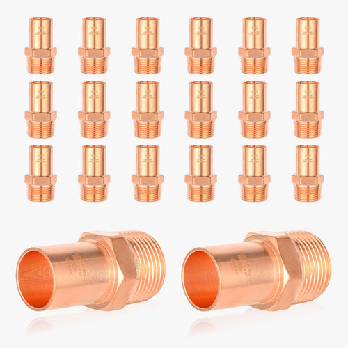 30 Pcs 3/4" FTG Press x 1/2" Male Threaded Copper Street Adapter (Lead Free)