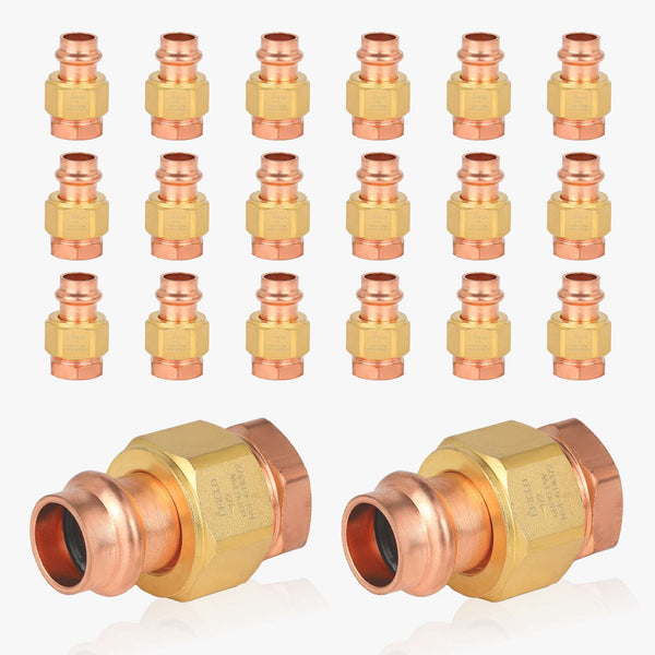 30 Pcs 3/4" Press Copper Union x FPT (Female NPT Threaded) (Lead Free)