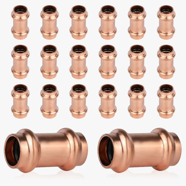 30 Pcs 1/2" Press Copper Coupling NO Stop (Lead Free)