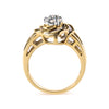 10K Yellow Gold 1/2 Cttw Round and Baguette Diamond Flower Swirl Cocktail Ring (I-J Color, SI2-I1 Clarity) - Ring Size 7