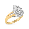 14K Yellow and White Gold 1.00 Cttw Round and Baguette-Cut Diamond Ballerina Cocktail Ring (H-I Color, SI2-I1 Clarity)
