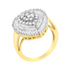 10K Yellow Gold 1.0 Cttw Round and Baguette Cut Diamond Oval Shaped Cluster Ring (I-J Color, I1-I2 Clarity) - Size 7