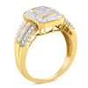 10K Yellow Gold Round and Baguette-Cut Diamond Cocktail Ring (1.0 Cttw, H-I Color, SI2-I1 Clarity) - Size 7