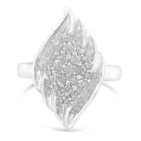.925 Sterling Silver Â¾ Cttw Round and Baguette Cut Diamond Stair-Stepped Cluster Waterfall Cocktail Ring (I-J Color, I2-I3 Clarity) - Size 6
