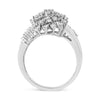 10K White Gold 1/2 Cttw Round and Baguette-Cut "S" Shaped Bypass Cocktail Ring (I-J Color, I1-I2 Clarity) - Size 7
